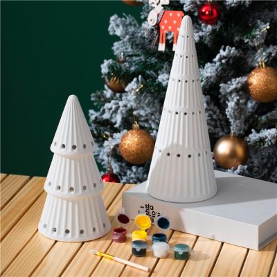 China Safety Nordic christmas tree ornaments diy painting color palster ceramic christmas decoration for sale