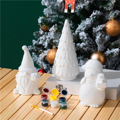 China Safety Wholesale home christmas gift decoration custom diy color toy ceramic plaster gnome for kids for sale