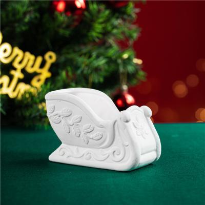 China Safety Christmas item gift modern home balcony decor flower pots custom diy coloring white ceramic home decoration for sale