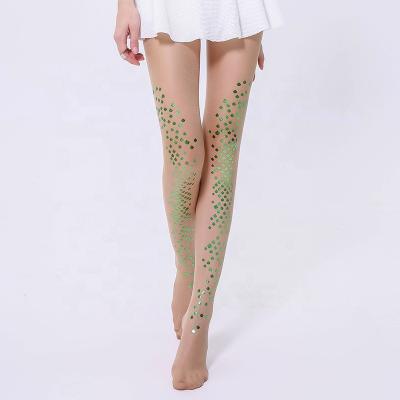 China Ultrathin Invisible Print Tattoo Mermaid Socks Silk Pantyhose Bottoming Socks For Women for sale
