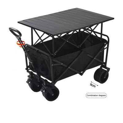China Easy Folding Foldable beach trolley practical camping metal garden stall trolley with double brake for sale