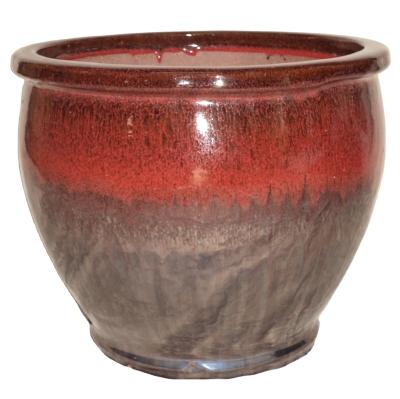 China American Style 3 - PCS Outdoor Pottery Flower Pot Low Round Footed Planter for sale