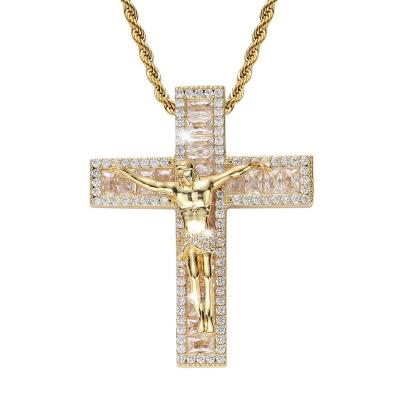 China Necklace Jesus Christ Cross Pendant Jewelry de Jesus Silver Gold Color Hiphop Hip Hop Cross Pendant for sale