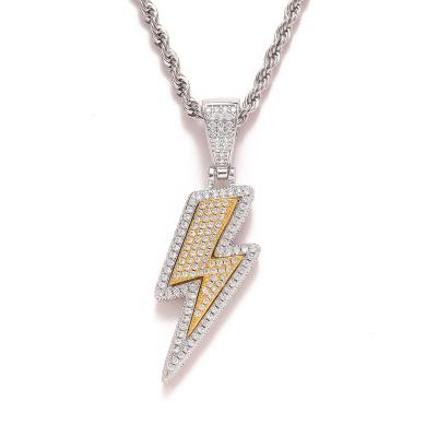 China Small Lightning Hip Hop D.C.A. CZ Mens Womens Men Women Two Tone Zirconia Necklace Luxury Wholesale Pendant Jewelry for sale