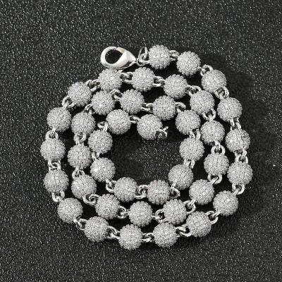 China Hiphop Hip Hop Jewelry Mens Womens 18K Fork Diamond 8mm Series Gold Plated Pearl Zirconia Bracelet Iced Out Ball Chain Link for sale