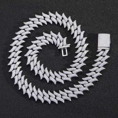 China Hiphop 18mm Cubic Zirconia Fork CZ Link Chain Necklace Brass Chains Arrangement Iced Out Bling Bling Hip Hop Jewelry for sale