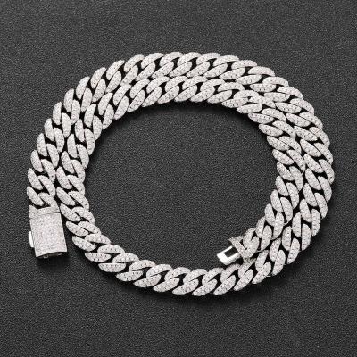 China New Hiphop Iced Out Crossover Diamond Tester vvs moissanite jewelry necklace bracelet women 10mm cuban link chain for sale