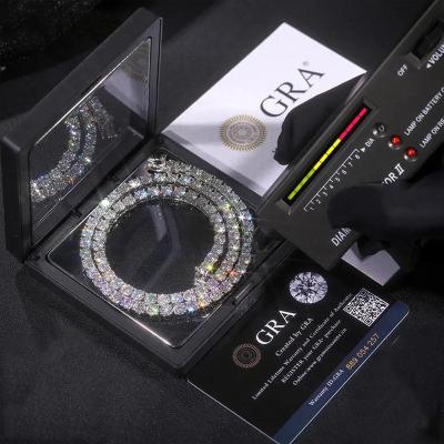 China Diamond Tester Hip Hop Jewelry 3.0mm-6.0mm VVS Moissanite Crossover Hip Hop Jewelry 925 Silver Iced Out Tennis Chain Necklaces for sale