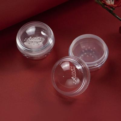 China Cosmetic Cute Loose Powder Pack With Strainer Ball Shape 15g Plastic Loose Powder Jar for sale