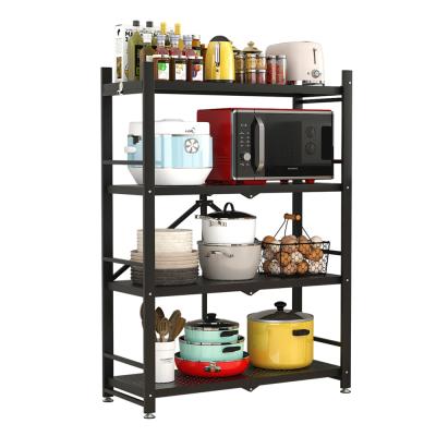 China Hot Sale 5 Tire Stainless Steel Kitchen Storage Shelf Sturdy Foldable Rack For Apartmentpartment for sale