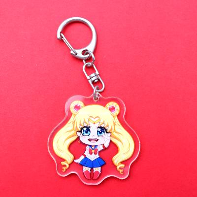 China 2021 Fashion Eco-friendly Custom Cute Cartoon Character Anime Anime Glitter Laser Cut Acrylic Key Chain for sale