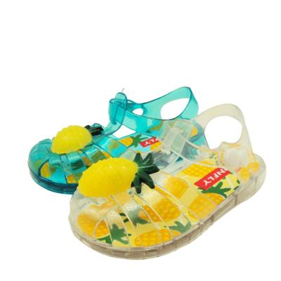 China Cute Pineapple Jelly Shoes Fashion Candy Color PVC Open Toe Shoe Anti-skid Roman Sandal Flat Cute Pineapple For Little Toddler Kids for sale