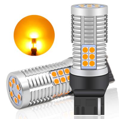 China High Power Signal 12-24V Auto Brake Reverse Bulb 3030 30smd Amber Led T20 7440 7443 1156 1157 Car Led Bulbs 18*68MM for sale
