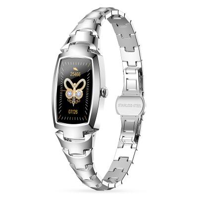 China Full Screen Waterproof Smart Women Color Ladies Wristband H8 Contact Heart Rate Blood Pressure Monitoring H8pro Female Fitness Watch IP67 for sale