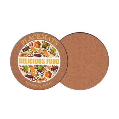 China Sustainable Custom Your Logo Wood Placemats Cork Wooden Coaster Kitchen Accessories with Full Color Printing Placemat for Plates for sale