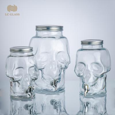 China Viable Wholesale Design Skull Shape Glass Beverage Dispenser With 1-Gallon for sale