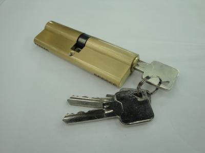 China 100mm (50*50) Split Euro Profile Double Brass Cylinder Lock with 3 brass normal keys Original brass surface finish for sale