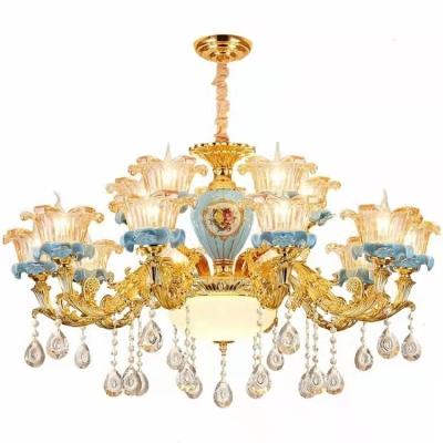 China High quality modern ceramic french villa simple european crystal pendant lamp for bedroom living room chandelier for sale