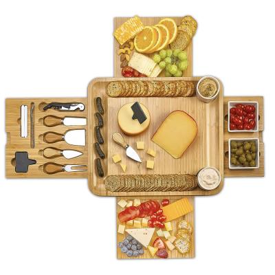 China Custom Made Wooden Cheese Dish Charcuterie Board Wooden Bamboo Cheese Board For Kitchen for sale