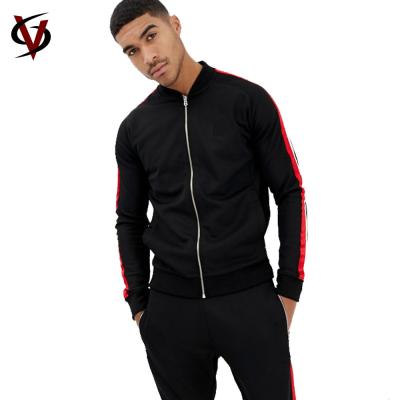 China Mens Cheap Cotton Polyester Fitness Tracksuits with Custom Side Stripes for sale