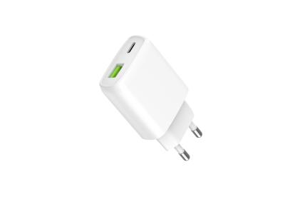 China Cargador rápido de doble puerto ABS con soporte OEM personalizado de USB-C y USB-A en venta