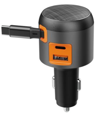 China 60W Car Charger With Retractable Cable - Built-in Smart IC Protection, Fast Charging For All USB-C Devices for sale