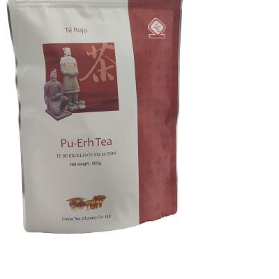 China Loose Tea HN11 wholesale factory price negotiable Chinese tea high quality stand bag 500g cha pu'er tea for sale