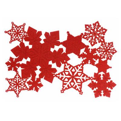China Viable Red Color Christmas Snowflake Laser Cut Table Mat Insulation Dining Pad Felt Place Mat for sale