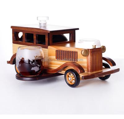 China Car Shape Whiskey Decanter Set Hot Sale Unique Fancy Vodka Classic Car Shape Bar Nightclub Whiskey Decanter Set With Two Wine Glasses for sale