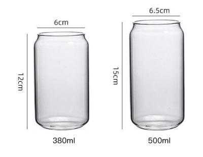 China DIY Sublimation Beer Cans Shaped Stylish Empty Unbreakable Viable Glass 12oz 16oz Drinking Soda Can Glass With Clear Plastic Straw for sale