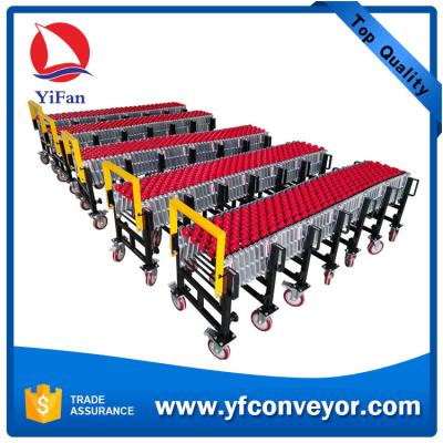 China Flexible Gravity Plastic Skate Wheel Conveyor For Unloading Cartons for sale