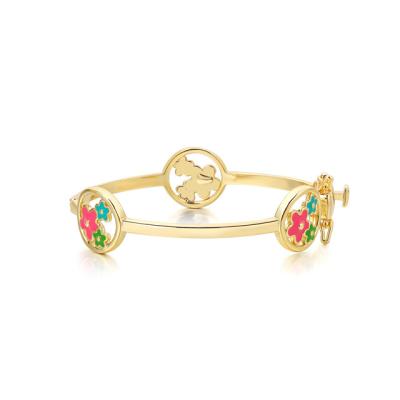 China Cute Baby Wholesale Custom Jewelry Colorful Start Enamel Bangles Brass Bracelets for sale