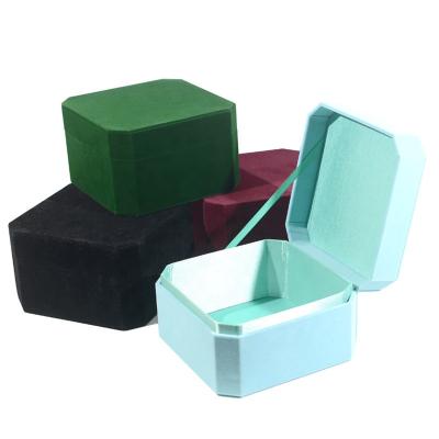 China Velvet Octagon Shape Velvet Material Creativity Gift Box for sale