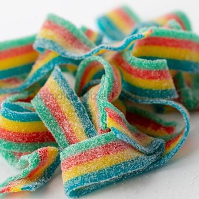 China Big Natural Sour Tongue Candy Belt And Fruit Candy Flavor Coated Gummy Candy for sale