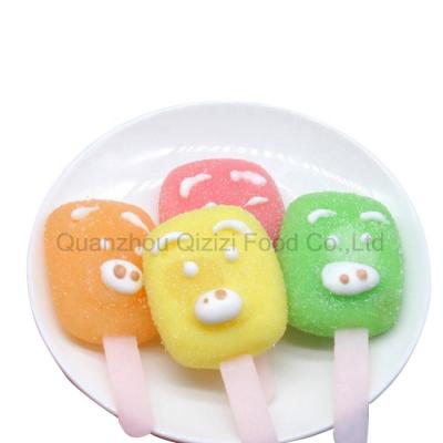 China Natural Vitamins C Lollipop Shape Cartoon Sour Pig Gummy Candy for sale