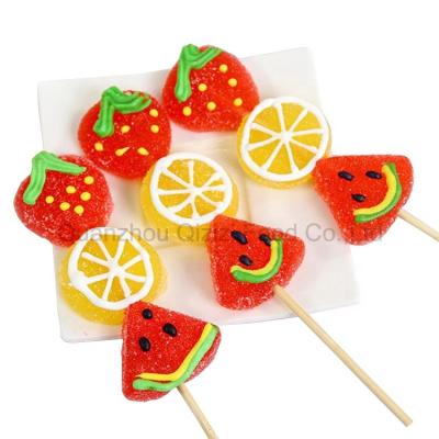 China Natural Vitamins C Lollipop Shape Sour Fruit Mix Gummy Candy for sale