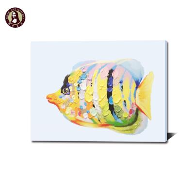 China Abstract Modern Acrylic Fishes Handmade Decorative Canvas Oil Painting Animal Picture For Home Decor for sale