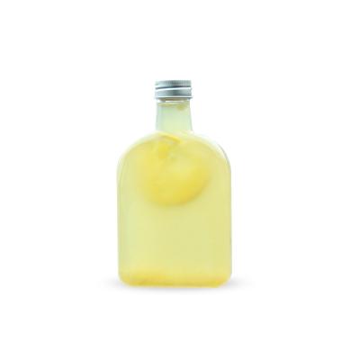 China Wholesale Simple Flat Milk Tea Bottle 350ml Empty Plastic Beverage Bottle With Aluminum Cap for sale