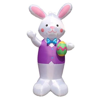 China Home Decoration/Outdoor Decoration Easter Bunny Holding Egg With LED Inflatable Rabbit Cute Festival Light Holiday Celebration for sale