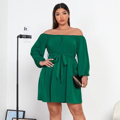 China SHEIN More Breathable Off Shoulder Lantern Sleeve Belted Dress for sale