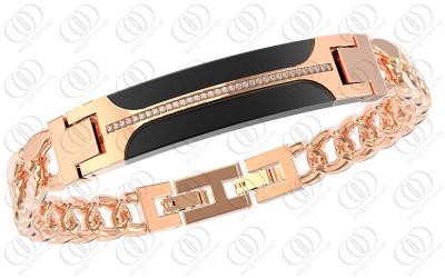 China Two Tones Stainless Steel Bracelets With Diamonds 10mm Width for sale