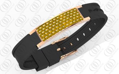 China Ionized NdFeb Bio Bracelet Carbon Fiber Jewelry 18K Rose Gold for sale