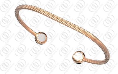 China 18K Rose Gold Cable Cuff Bangle 316L Stainless Steel ODM / OEM for sale