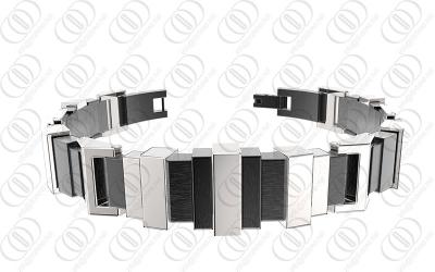 China TUV Titanium Titanium Steel Bracelet Silver Brushed With PVD IP Black for sale