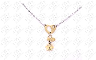 China Ladies Stainless Steel Necklace With Rose Gold Pendant Charms , Link Chain Necklace for sale