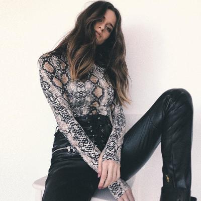 China Onesie Autumn Winter Women Long Sleeve Breathable Europe USA Ladies Leopard Snakeskin Grain Print Breathable Body Suit Hot Selling Clothing for sale