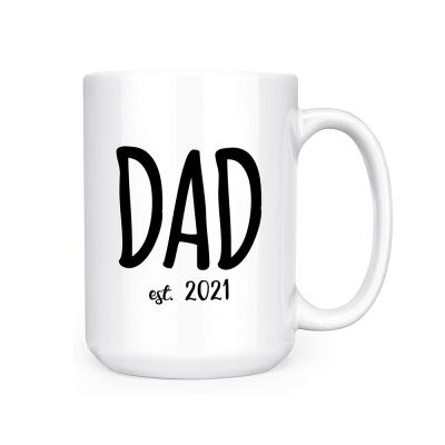 China 15Oz Disposable Cheap Ceramic Sublimation Mug White Coffee Mug Custom Best Gift For Dad for sale