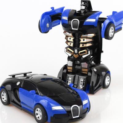China Newest Cartoon Toy The Plastic Collision Inertial Robot Auto Head Deformation Car Toy One for sale