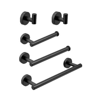 China Luxury 304 Stainless Steel Hotel Wall Mounted Modern Modern Bath Accessories Black Bathroom Accessories Set for sale