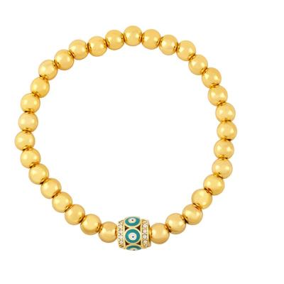 China Hiphop Shily & OS fashion women beaded golden round beads diamonds Devil's eye elastic bracelet for sale